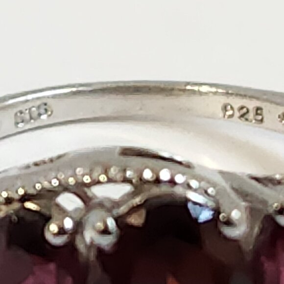 NIB VTG 925 Silver 3 StoneTrilogy 2 Variety Garnet Ring Size 7 - Picture 7 of 11